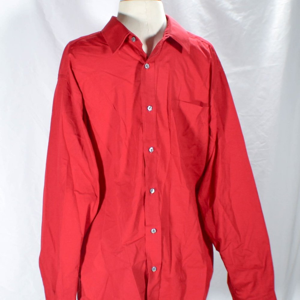 Red Long Sleeve Button Down Shirt Men's Size XL Christmas Formal Holiday…